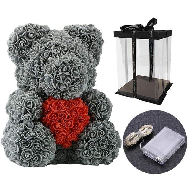 YourWorldShop 40cm (15") Grey/Red with led box Luxury Rose Bears 25321622-40cm-with-led-box-6